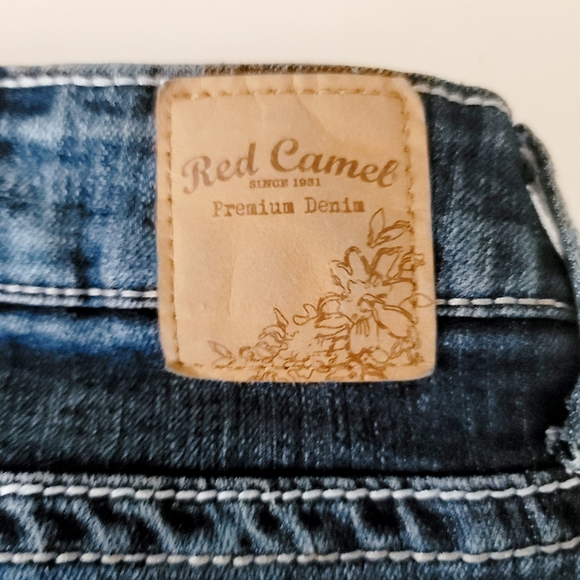 Red Camel skinny jeans size 7 juniors stretch embellished bling 30.5" inseam - Picture 9 of 11